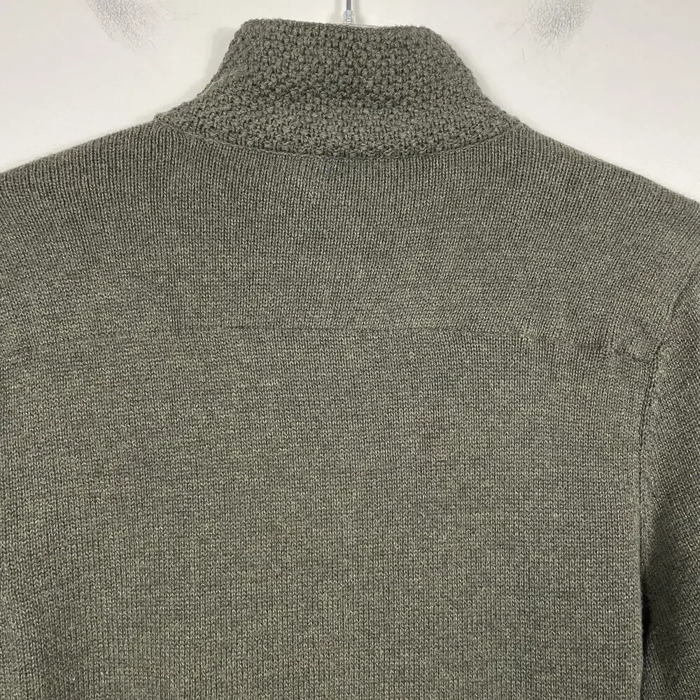 Carbon 2 Cobalt 1/4 Zip Sweater Mens Large Olive Rib Knit Textured Preppy Casual